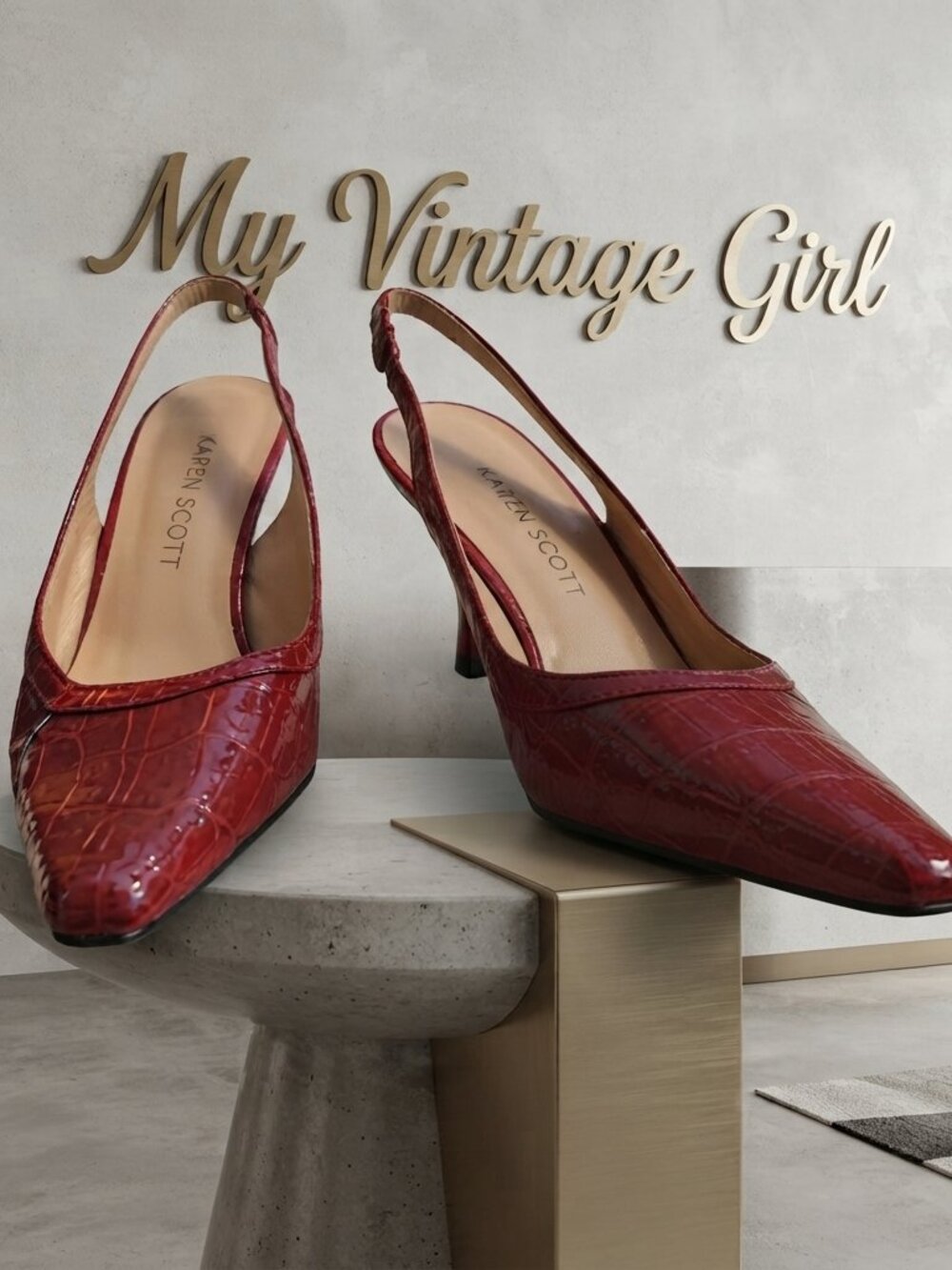 Karen Scott Red Croc Slingback